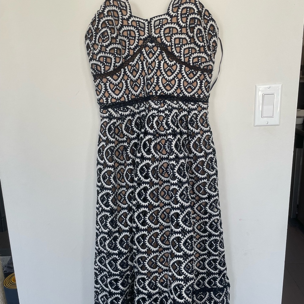 Elegant Black and White Lace Dress